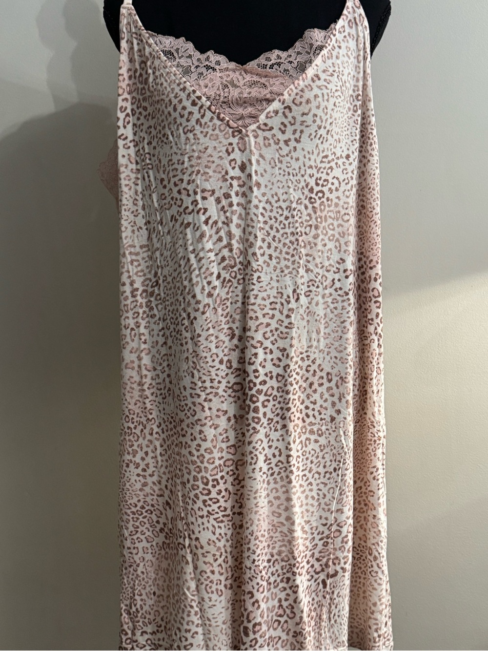 Soma Cool Nights Pink Leopard Print Lace-Trim Chemise - Picture 2 of 5